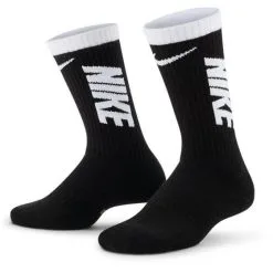 Nike Black/White Crew Socks 3-Pack - Youth -Men's Lacrosse Sales Store 2012370 4