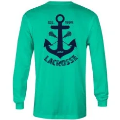 Lacrosse Unlimited Green Anchor Long Sleeve Tee - Youth -Men's Lacrosse Sales Store seafoam back 1